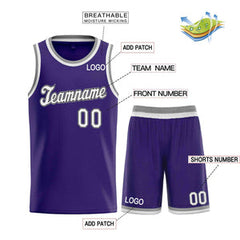 Custom Purple White-Black Classic Sets Sports Uniform Basketball Jersey