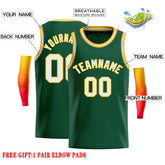 Custom Green White-Yellow Classic Tops Casual Basketball Jersey