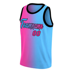 Custom Pink Black-Light Blue Gradient Fashion Tops Basketball Jersey