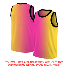 Custom Pink Yellow-Black Gradient Fashion Tops Basketball Jersey