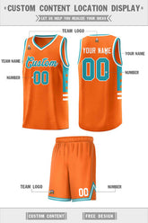 Custom Orange Aqua-White Personalized Star Pattern Sports Uniform Basketball Jersey