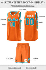 Custom Orange Aqua-White Personalized Star Pattern Sports Uniform Basketball Jersey