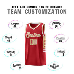Custom Red Old Gold-White Personalized Star Pattern Sports Uniform Basketball Jersey