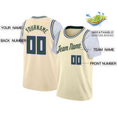 Custom Cream Hunter Green Classic Tops Casual Fake Sleeve Basketball Jersey