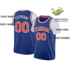 Custom Purple Orange-White Classic Tops Casual Fake Sleeve Basketball Jersey