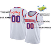 Custom White Orange-Purple Classic Tops Casual Fake Sleeve Basketball Jersey