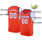 Custom Orange White-Royal Classic Tops Casual Fake Sleeve Basketball Jersey
