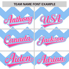 Custom White Light Blue-Pink Personalized Ripple Design Authentic Baseball Jersey