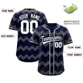 Custom Navy Gray-White Personalized Ripple Design Authentic Baseball Jersey