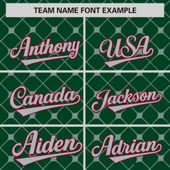 Custom Green Crimson-Gray Personalized Plaid Design Authentic Baseball Jersey