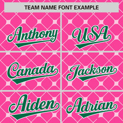 Custom Pink Kelly Green-White Personalized Plaid Design Authentic Baseball Jersey