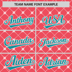 Custom Light Red Aqua-White Personalized Plaid Design Authentic Baseball Jersey