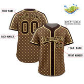 Custom Light Brown Brown-Khaki Personalized Plaid Design Authentic Baseball Jersey