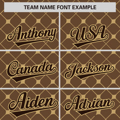 Custom Light Brown Brown-Khaki Personalized Plaid Design Authentic Baseball Jersey