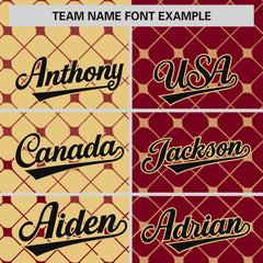 Custom Khaki Crimson Split Fashion Plaid Design Authentic Baseball Jersey