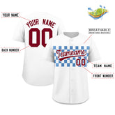 Custom White Light Blue Personalized Plaid Fashion Design Authentic Baseball Jersey