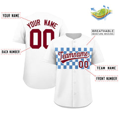 Custom White Light Blue Personalized Plaid Fashion Design Authentic Baseball Jersey