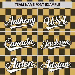 Custom Old Gold Black Personalized Plaid Fashion Design Authentic Baseball Jersey