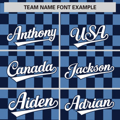 Custom Navy Light Blue Personalized Plaid Fashion Design Authentic Baseball Jersey