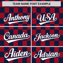 Custom Navy Red Personalized Plaid Fashion Design Authentic Baseball Jersey