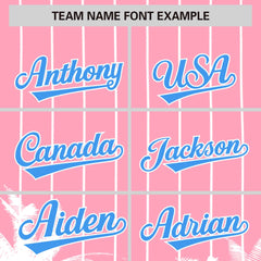 Custom Light Pink White Pinstripe Coconut Tree Pattern Authentic Baseball Jersey