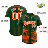 Custom Green Orange Pinstripe Coconut Tree Pattern Authentic Baseball Jersey