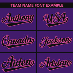 Custom Purple Black Color Block Personalized Raglan Sleeves Authentic Baseball Jersey