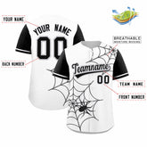 Custom White Black Spider Web Pattern Raglan Sleeves Authentic Baseball Jersey