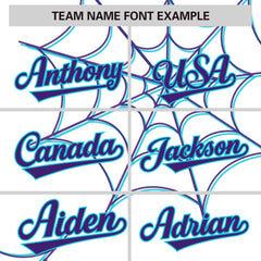 Custom White Purple Spider Web Pattern Raglan Sleeves Authentic Baseball Jersey