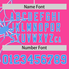 Custom Pink Powder Blue Spider Web Pattern Raglan Sleeves Authentic Baseball Jersey