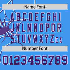 Custom Powder Blue Purple Spider Web Pattern Raglan Sleeves Authentic Baseball Jersey