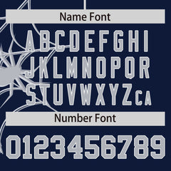 Custom Navy Gray Spider Web Pattern Raglan Sleeves Authentic Baseball Jersey