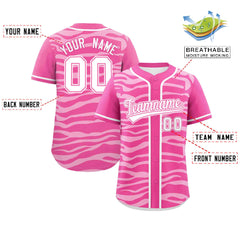 Custom Pink White Zebra Stripes Graffiti Pattern Authentic Baseball Jersey