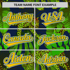 Custom Neon Green Personalized Leopard Graffiti Pattern Authentic Baseball Jersey