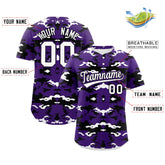 Custom Purple Black-White Personalized Camo Design Authentic Baseball Jersey