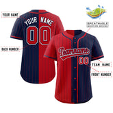 Custom Red Navy Two Tone Striped Fashion Authentic Baseball Jersey