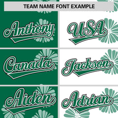 Custom Kelly Green White Split Fashion Flower Graffiti Pattern Authentic Baseball Jersey