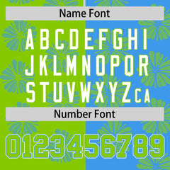 Custom Neon Green Powder Blue Split Fashion Flower Graffiti Pattern Authentic Baseball Jersey