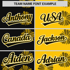 Custom Black Gold Split Fashion Flower Graffiti Pattern Authentic Baseball Jersey