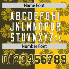 Custom Olive Gold Split Fashion Flower Graffiti Pattern Authentic Baseball Jersey