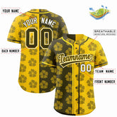 Custom Olive Gold Split Fashion Flower Graffiti Pattern Authentic Baseball Jersey
