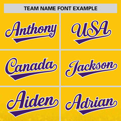 Custom Gold Purple Sequins Pattern Gradient Fashion Authentic Baseball Jersey