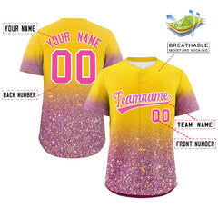 Custom Gold Pink Sequins Pattern Gradient Fashion Authentic Baseball Jersey
