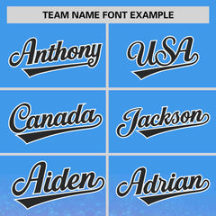 Custom Powder Blue Black Sequins Pattern Gradient Fashion Authentic Baseball Jersey