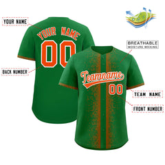 Custom Kelly Green Orange Personalized Phonetic Rhythm Authentic Baseball Jersey