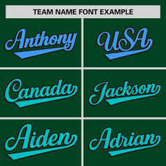 Custom Green Powder Blue-Aqua Personalized Gradient Font And Side Design Authentic Baseball Jersey