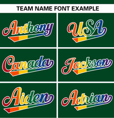 Custom Green LGBT Rainbow For Pride Month Raglan Sleeves Authentic Baseball Jersey