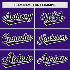 Custom Purple Black Personalized Raglan Sleeves Authentic Baseball Jersey