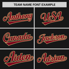 Custom Black Crimson-Old Gold Personalized Raglan Sleeves Authentic Baseball Jersey
