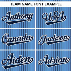 Custom Light Blue Navy Stripe Fashion Authentic Pullover Baseball Jersey